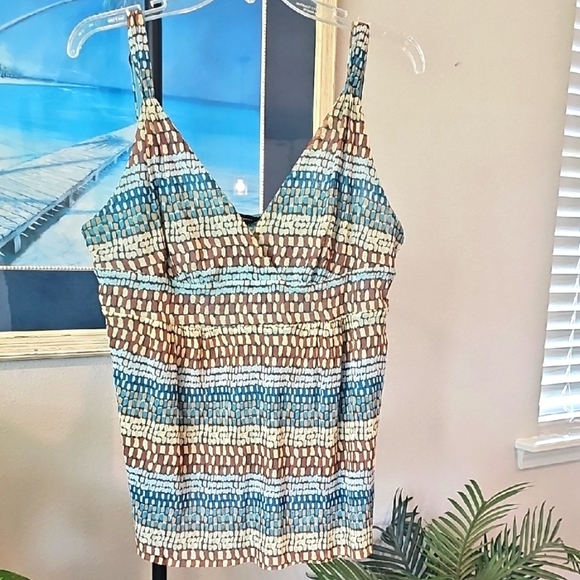 New York & Company Tops - New York & Company Blue and Brown Striped Camisole